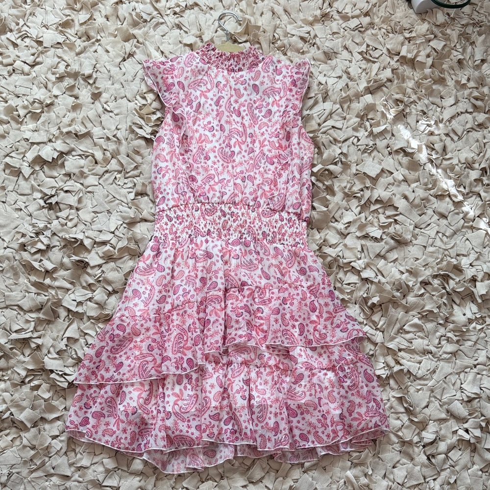 Aqua Pink Paisley Kids Dress - size K 10/12